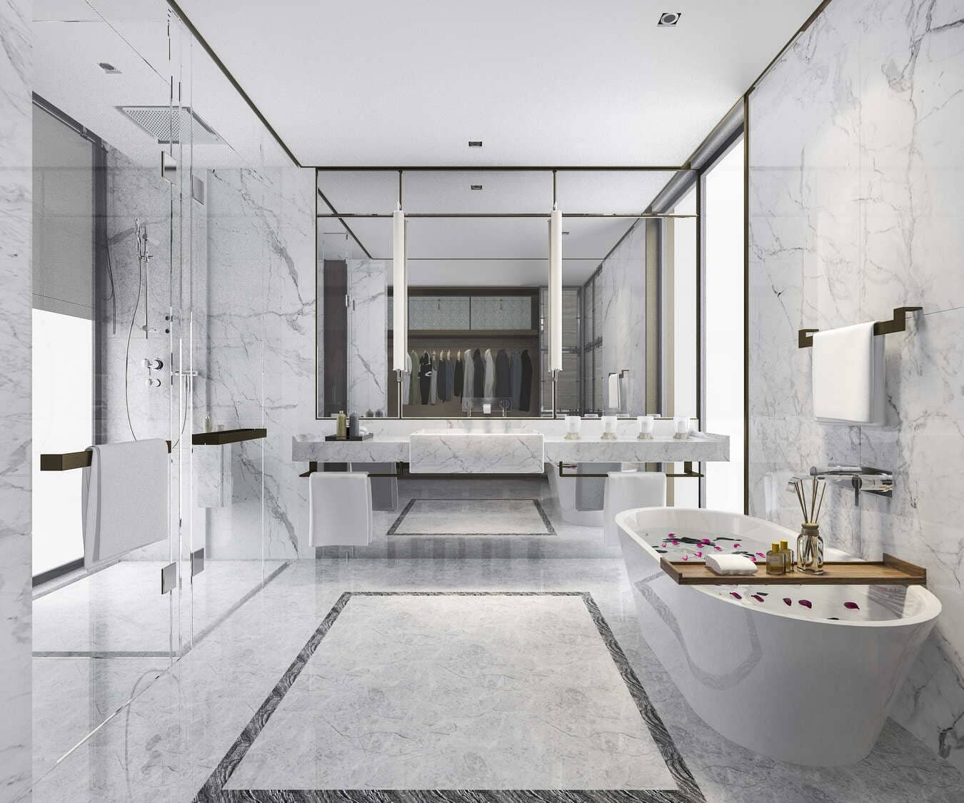 White Marble Shower
